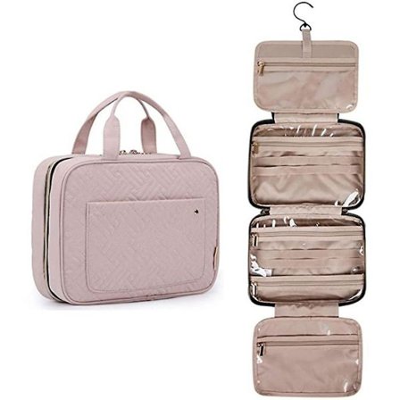 Toiletry Bag Travel Bag With Hanging Hook, Water-resistant Travel Organizer(baby Pink)