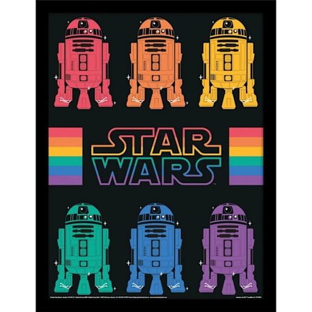 Star Wars Pride Rainbow R2-D2 Poster 40cm x 30cm Svart