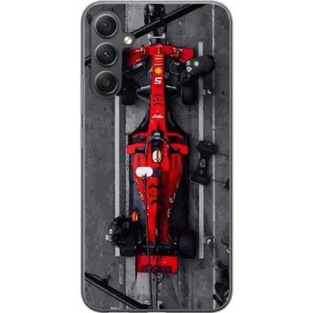 Kompatibel Mobilcover til Samsung Galaxy A16 5G F1-bil fra oven rød F1-racer i pitstop-illustration perfekt til motorsport race og fartfyldte motiver