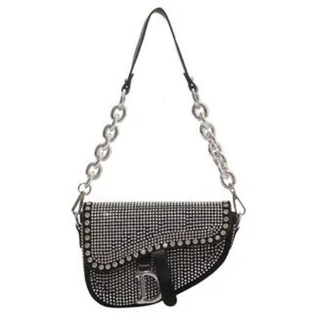 Damväska Trend Högkvalitativ Tjock Kedja Ljusa Diamanter Lyxiga Designer Crossbody Väskor Mode Sadelväska