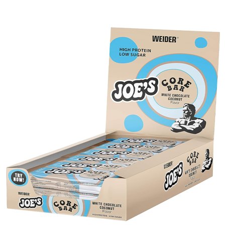Proteinbars Weider 12 x JOE's Core Protein Bar 45 g, White Chocolate Coconut - Bodyman.dk