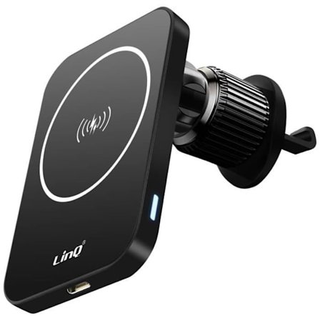 Stöd för Voiture MagSafe - LinQ - 15W - Montering Galler - Rotation 360° - LED Indikator
