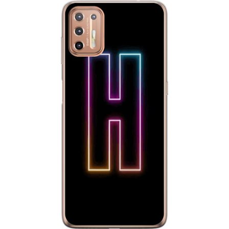 Kompatibelt Mobildeksel til Motorola Motorola Moto G9 Plus Minimalistisk neonbokstav H i fargeskiftende lys mot svart bakgrunn med moderne typografisk