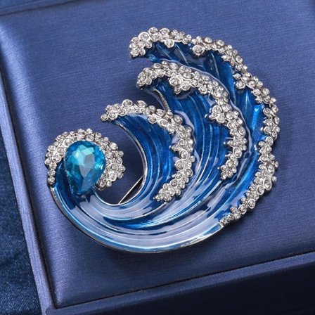 Blue Ocean Wave Brosje Dame Brosje Pins BLÅ 2 2