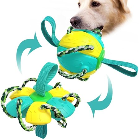 Koirien lelupallot pureskelunauhoilla, lemmikkien lentävä lautanen -pallo koiran lelu, interaktiivinen koiran lelu köydenvetoon, parhaat lahjat 