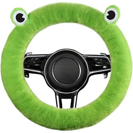 Uusi ohjauspy r n suojus Piirretty sammakko s p lyhyt fleece-autokahva Talvi sis kahva (Vihre )