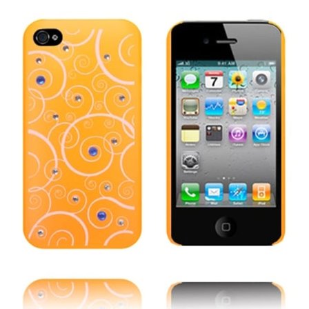 White Spirals - Matt Transparent (Orange) iPhone 4S Skal