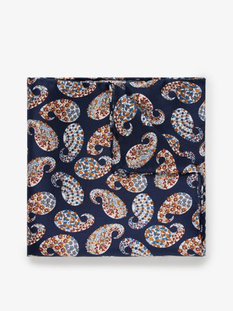 John Henric Men's Blue Pocket Square Paisley Size Onesize