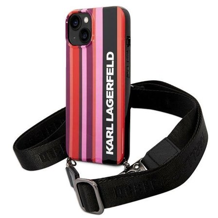 Karl Lagerfeld KLHCP14SSTSTP iPhone 14 6.1" hardcase pink / pink stripes strap