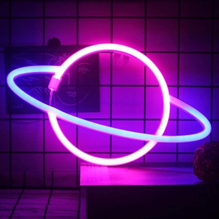 Planet Neon-skilt LED-skilt Rosa Blå Neonljusskylt Planet Neon-skilt för Barnrum Sovrum Julgåva Väggdekor
