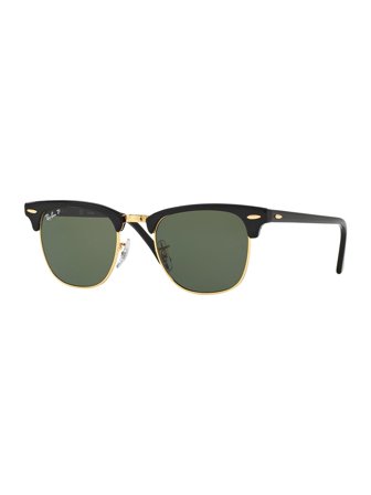 Ray Ban Men's Sunglasses with a frame made of acetate in black and lenses made of glass in polarized green