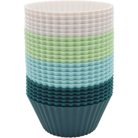 24-pack återanvändbara silikonbakformar, muffinsformar, cupcakeformar