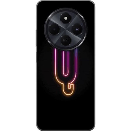 Kompatibel Mobilcover til Xiaomi Xiaomi Redmi A4 Minimalistisk neonbogstav Q i lyse farver mod mørk baggrund