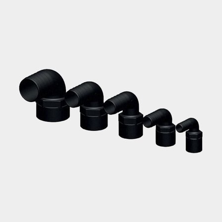 Hadicová vsuvka TruDesign Tail 90° vnitřní závit, kompozit, úhlová 90°, 1 1/4" G (BSP) (vnitřní) na 32 mm (1 1/4") hadici, černá