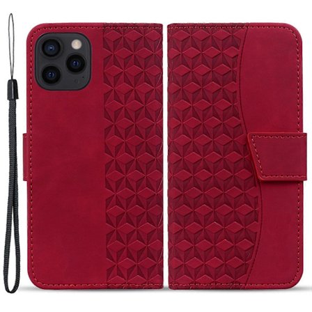 För iPhone 15 Pro Max Skal PU Läder Plånbok Präglat Telefonställ Skydd