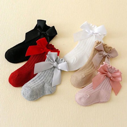 Lasten koko: 6–12 kuukautta – 6 paria tyttöjen sukkia nepparikiinnityksellä ja liukumattomalla rusetilla päivittäiseen käyttöön, sopii vauvoille 0–72 