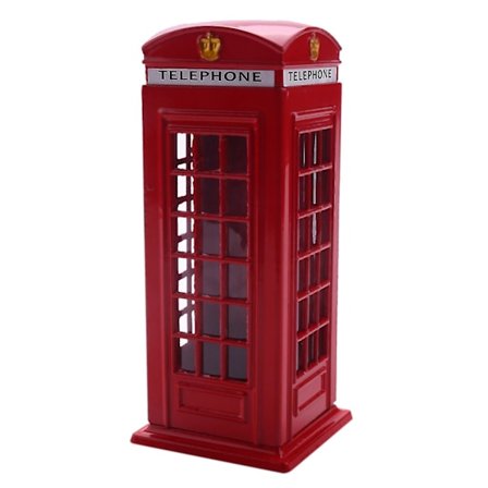 Metallisk Rød London Telefonboks Sparebøsse 140x60x60mm