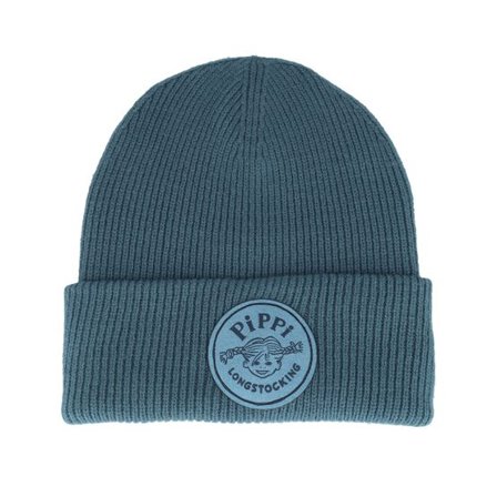 Pippi Långstrump - Blå cuff Beanie - Blue Logo Blue Soft Cuff @ Hatstore