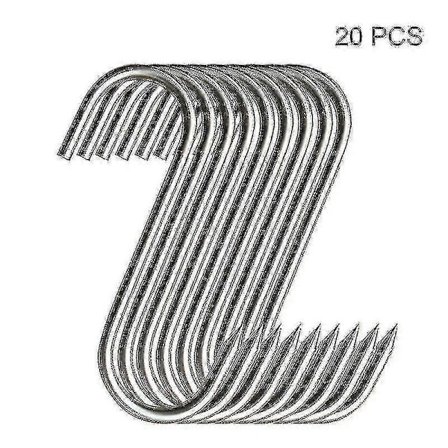 20 stk. Rustfrit Stål Kroge med Spids til Slagterforretning til Køkken Varmt og Koldt Rygning Praktisk Krog