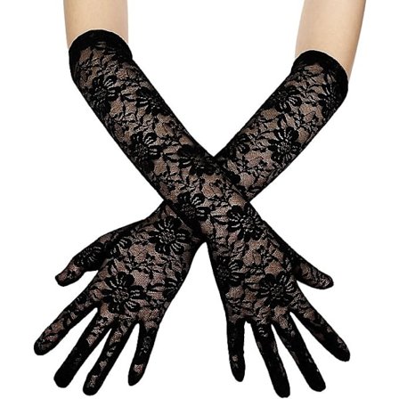 Brude Handske Blonder Brude Vante Korte Bryllup Handske Hvid Sort Ceremonielle Handsker Teater Kirke Aften Kvinder Kørehandsker Anti-UV og Skid Vinta