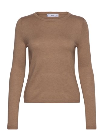 Fine-Knit Crew-Neck Sweater Tops Knitwear Jumpers Beige Mango