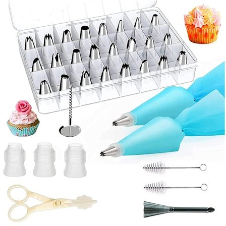 Professionel konditorpose 34 dele, Nifogo rustfrit stål konditorpose