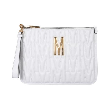 Moschino, Pouch Quilted Logo Wit, Dames, Maat:ONE Size