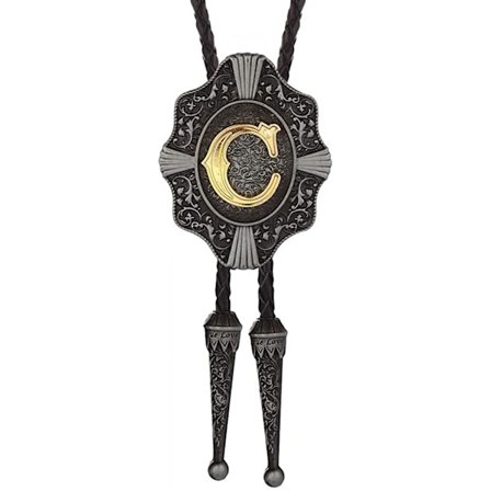 Bolo slips för män - Vintage initial bokstav ABCDMJR till Z Wester