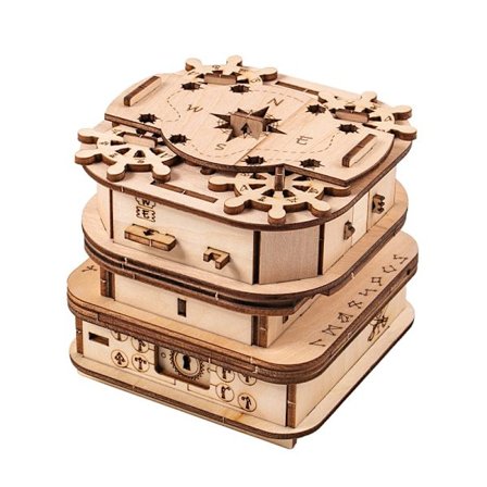 3D-pusleskapsromspill - Tretreboks - Original gave til menn - Hjernetrim - Voksen