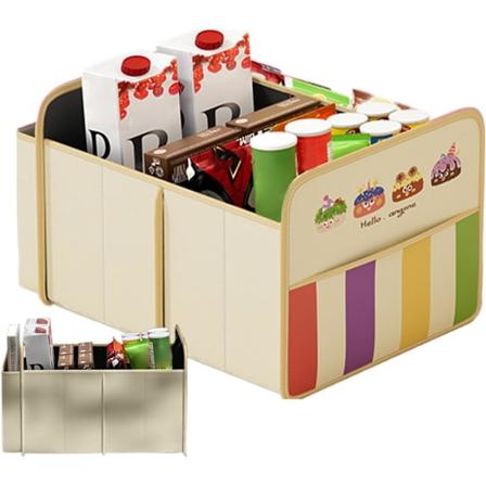 Multifunktionel Bil Organizer, Rummelig Bagagerumsopbevaring, PU Læder, Letvægts Beige yellow