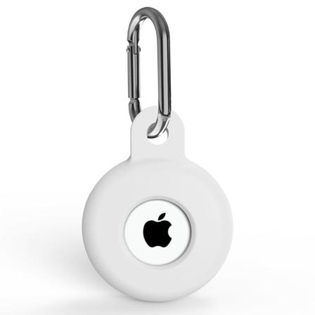 Apple Airtag Hållare Med Karbinhake I Silikon - Vit White Vit