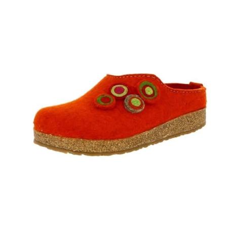 Haflinger damtoffel - Kanon modell - 100% kokt ull - Gummisula monterad på kork - Orange Orange 42