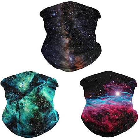 Set med 3 digitalt tryckta bandanas för män och kvinnor, nackskydd, tubhalsduk, stjärnhalsband, sport, motorcykelskydd, cykel, vintage, billig present