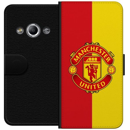 Kompatibel Tegnebogsetui til Samsung Galaxy Xcover 3 Manchester United-emblem på rød og gul baggrund ikonisk klubmotiv perfekt til fodboldfans, der