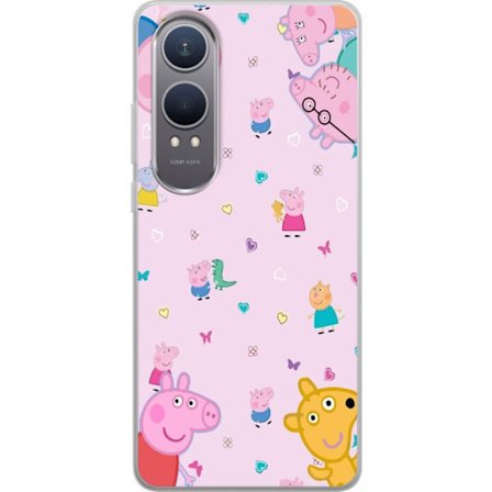 Kompatibel Mobilcover til OnePlus Nord CE4 Lite Peppa Gris med en baby i armene, morgris motiv i farverig og blød børneillustration med hjerter