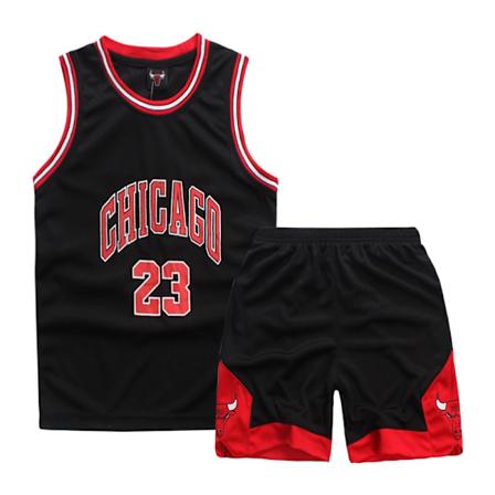 Michael Jordan No.23 Koripallopaita Set Bulls Uniformi Lapsille Teineille W Musta- Täydellinen Musta Black S (120-130CM)
