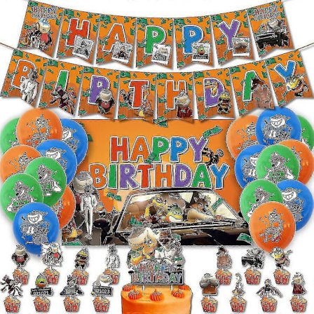 The Bad Guys Tema Grattis på födelsedagen Party Ballonger Banners Tårtdekorationer Dekorationer Set (FMY)