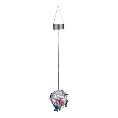 Trädgård Hängande Rund Boll Lampa med Fjäril med Vävd Lampa Solar Dekorativ Nattlampa Utomhus Dekorativ Metall B