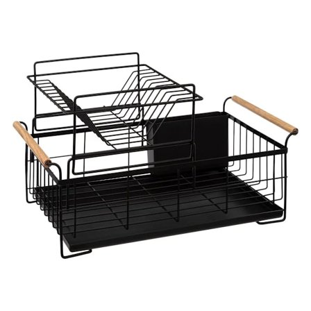 Oppvaskstativ - 2 etasjer - Metall Svart