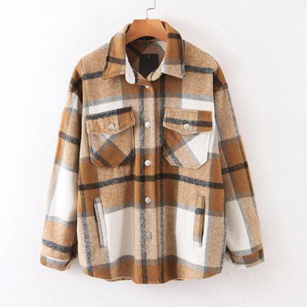 Dam Rutig Pocket Lapel Neck Cardigan Button Down Shirt Jacka