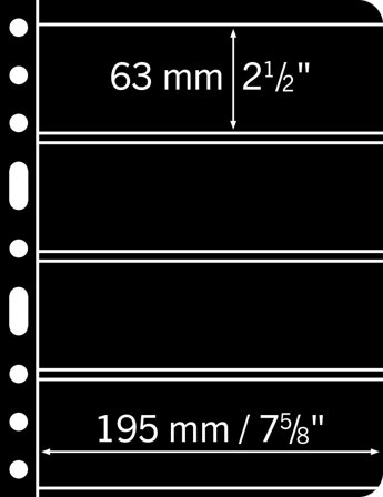VARIO lommer fra Leuchtturm, 4 striber, sort, pakke med 5 stk.