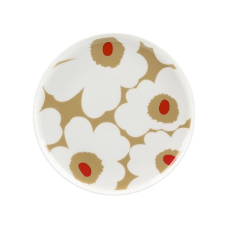 Marimekko Unikko tallerken 20 cm, hvid/beige/rød - White, beige, red | KitchenOne