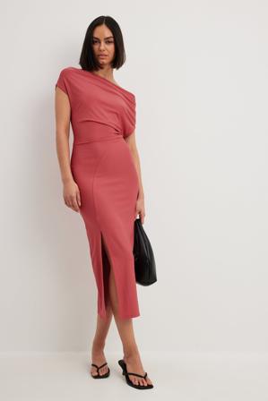 NA-KD Robe en jersey à épaules dénudées - Robes de soirée - Rose - XX-Small