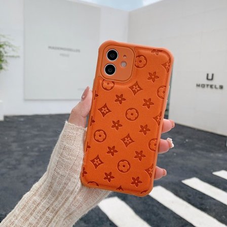 Skal för iPhone 13 Orange Trendigt Märke Gammal Blomma Klistermärke Läder Mjukt