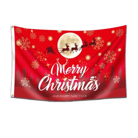 Merry Christmas Tapet Flag 5ft X 3ft, Øje Polyester Lyserødt Juleflag Til Fest Camping Have Udendørs dekoration