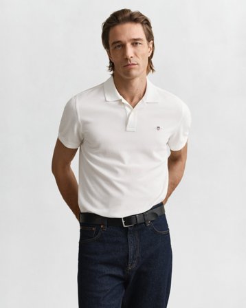 GANT Herren Regular Fit Piqué Poloshirt (S) Weiß