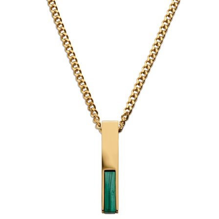 Cruz | Gold-Tone Green Agate Necklace for Men - Steel necklaces