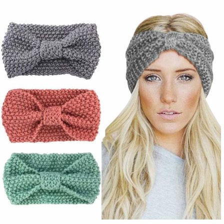 IC NOE Stickat pannband för kvinnor - 3 delar rosett