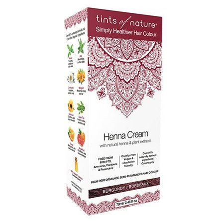 Tints of Nature Hårfarve Henna Creme Burgundy 70 ml, Hår, Hårfarve
