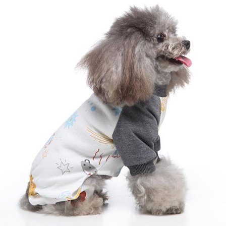 Pet Dog Pyjamas Mjuk bomull Randig Loungewear Jumpsuit Söt Overall Puppy Cat-M